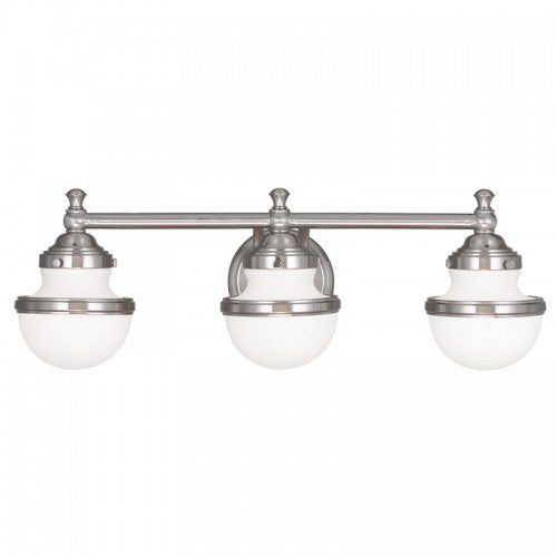 ##Antique Hardware## 3 Light Brushed Nickel Bath Light