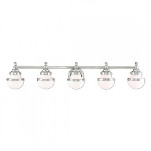 ##Antique Hardware## 5 Light Polished Chrome Bath Light