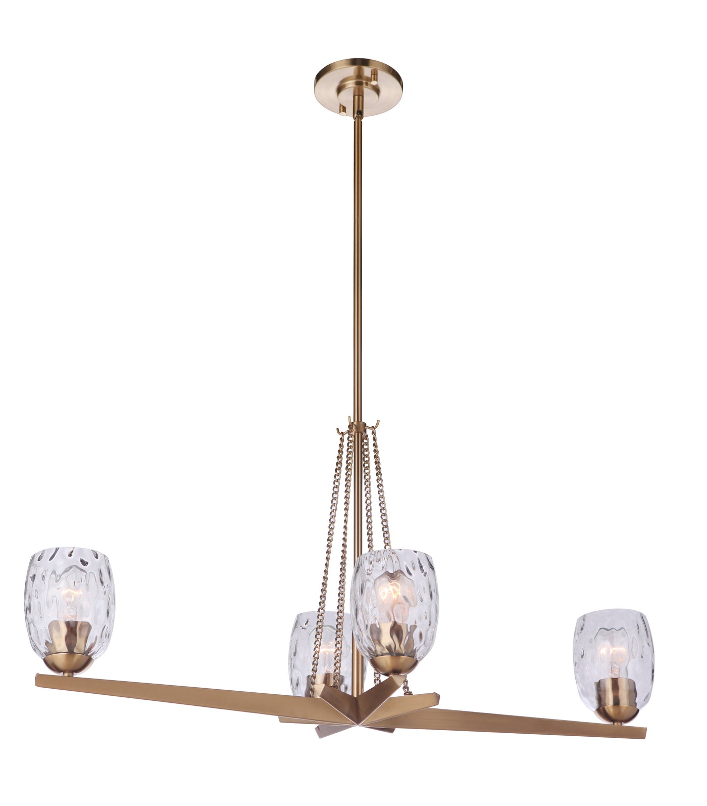 ##Antique Hardware## Guiding Star 4 Light Linear Chandelier in Satin Brass