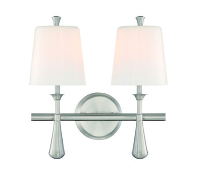 ##Antique Hardware## Palmer 2 Light Vanity in Brushed Polished Nickel