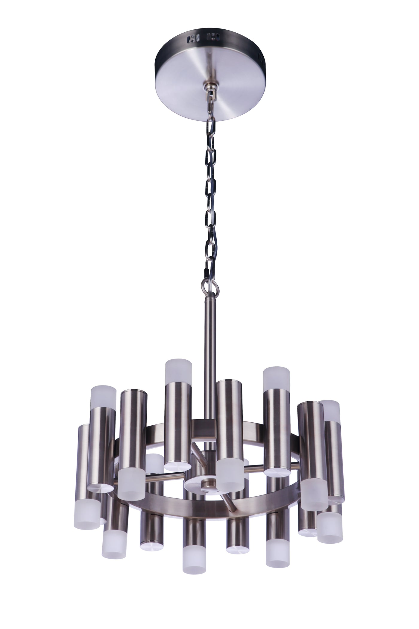 ##Antique Hardware## Simple Lux 16 Light LED Chandelier in Brushed Polished Nickel