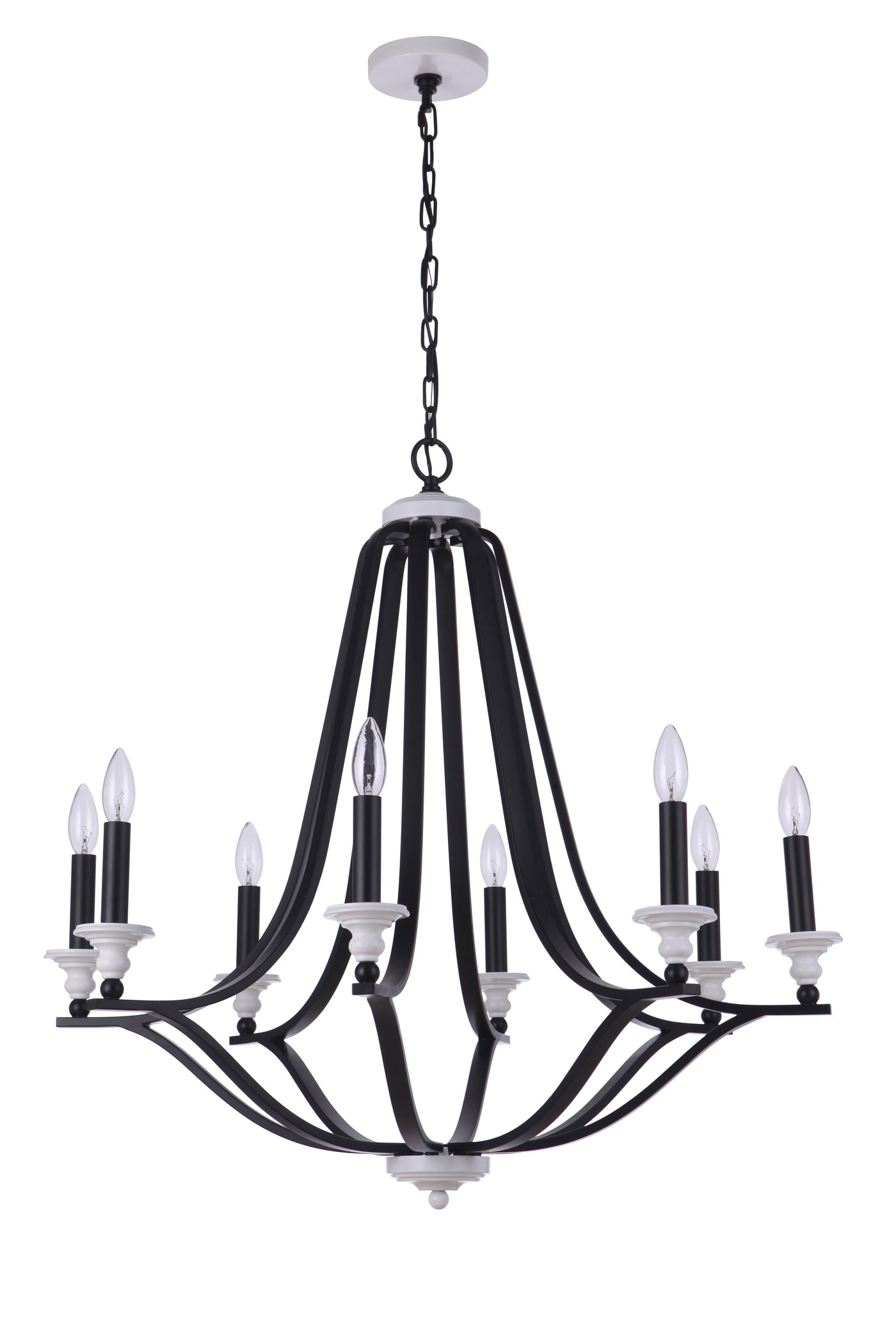 ##Antique Hardware## Esme 8 Light Chandelier in Flat Black/Matte White