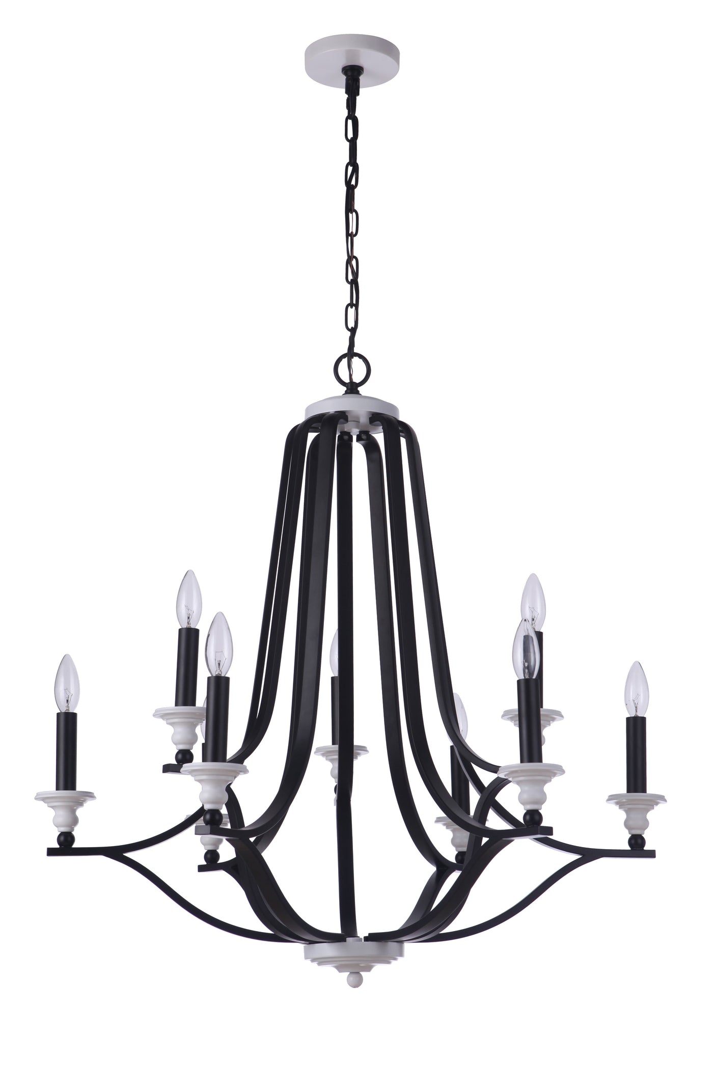 ##Antique Hardware## Esme 9 Light Chandelier in Flat Black/Matte White