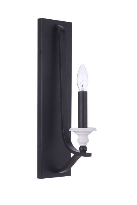 ##Antique Hardware## Esme 1 Light Sconce in Flat Black/Matte White