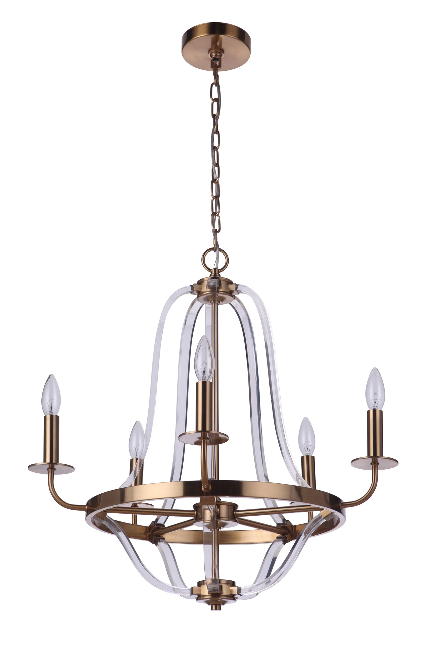 ##Antique Hardware## Graclyn 5 Light Chandelier in Satin Brass