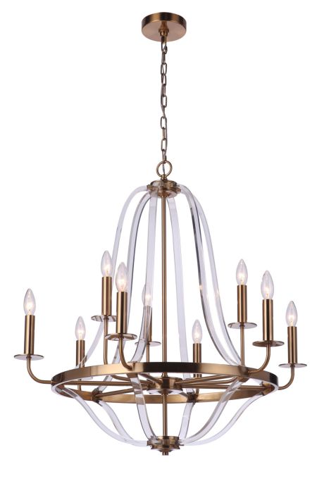 ##Antique Hardware## Graclyn 9 Light Chandelier in Satin Brass