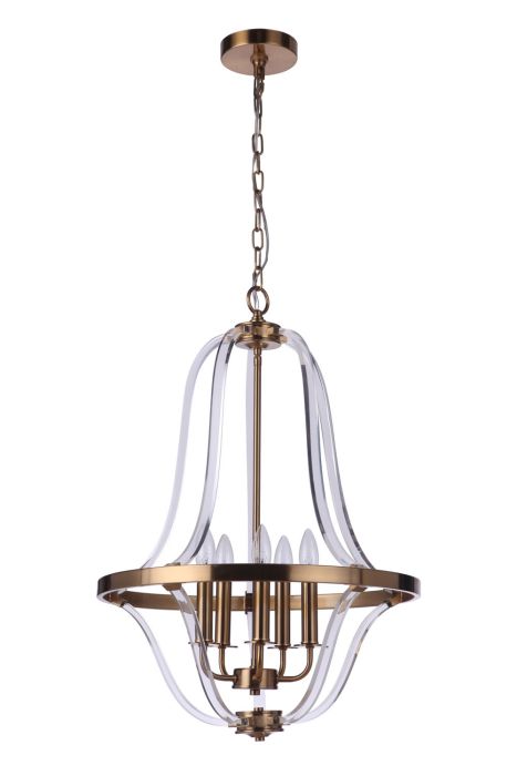 ##Antique Hardware## Graclyn 5 Light Foyer in Satin Brass