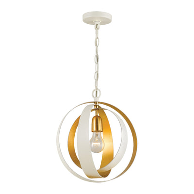 ##Antique Hardware## Luna 1 Light Matte White + Antique Gold Sphere Mini Pendant