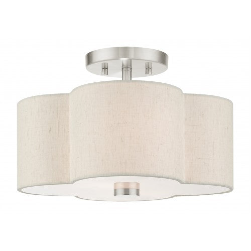 Antique Hardware 2 Light Brushed Nickel Semi Flush Semi Flush