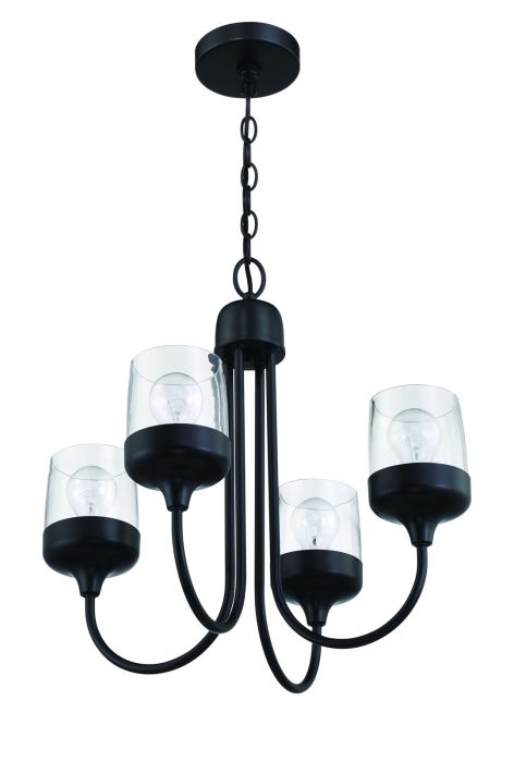 ##Antique Hardware## Wrenn 4 Light Chandelier in Flat Black