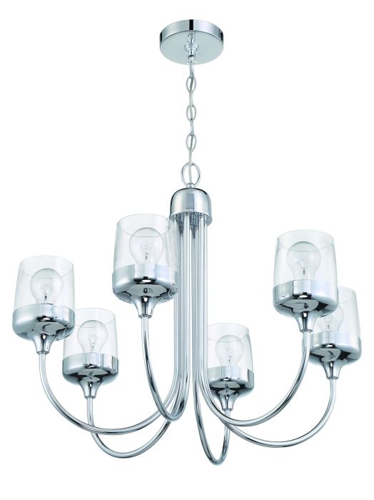 ##Antique Hardware## Wrenn 6 Light Chandelier in Chrome