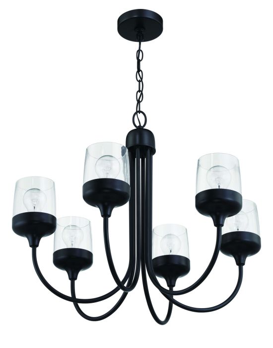 ##Antique Hardware## Wrenn 6 Light Chandelier in Flat Black