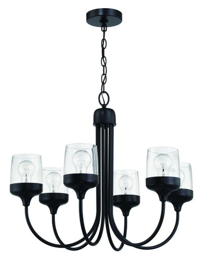 ##Antique Hardware## Wrenn 6 Light Chandelier in Flat Black