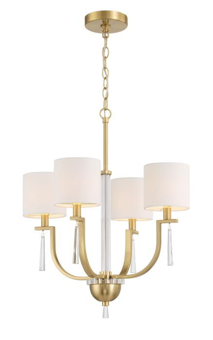 ##Antique Hardware## Fortuna 4 Light Chandelier in Satin Brass