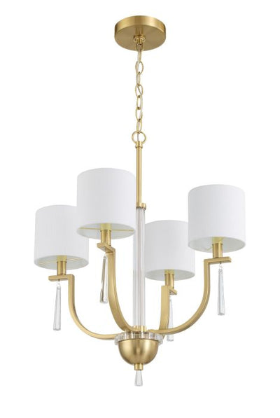 ##Antique Hardware## Fortuna 4 Light Chandelier in Satin Brass