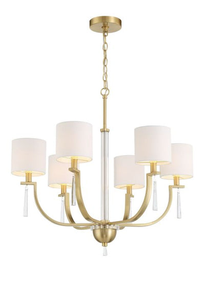 ##Antique Hardware## Fortuna 6 Light Chandelier in Satin Brass