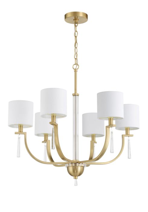 ##Antique Hardware## Fortuna 6 Light Chandelier in Satin Brass