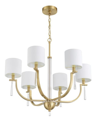 ##Antique Hardware## Fortuna 6 Light Chandelier in Satin Brass