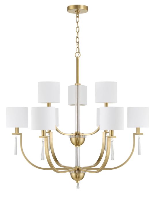 ##Antique Hardware## Fortuna 9 Light Chandelier in Satin Brass