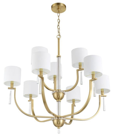 ##Antique Hardware## Fortuna 9 Light Chandelier in Satin Brass