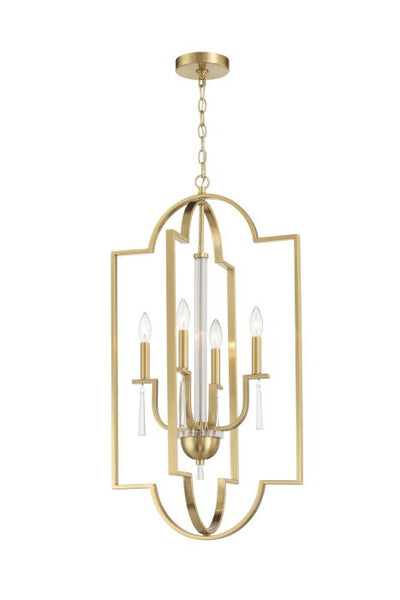 ##Antique Hardware## Fortuna 4 Light Foyer in Satin Brass