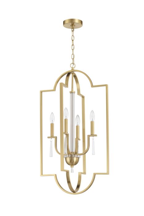 ##Antique Hardware## Fortuna 4 Light Foyer in Satin Brass