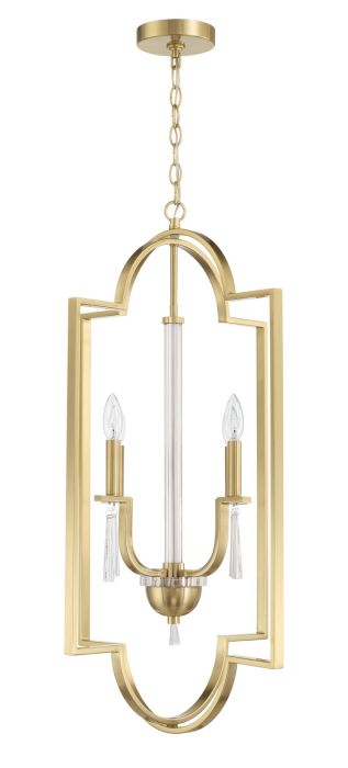 ##Antique Hardware## Fortuna 4 Light Foyer in Satin Brass