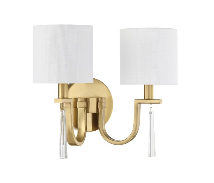 ##Antique Hardware## Fortuna 2 Light Wall Sconce in Satin Brass