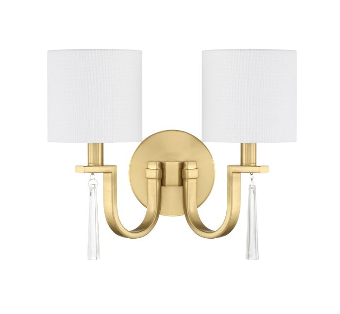 ##Antique Hardware## Fortuna 2 Light Wall Sconce in Satin Brass