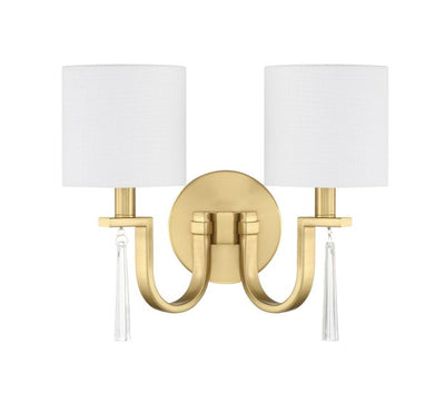 ##Antique Hardware## Fortuna 2 Light Wall Sconce in Satin Brass