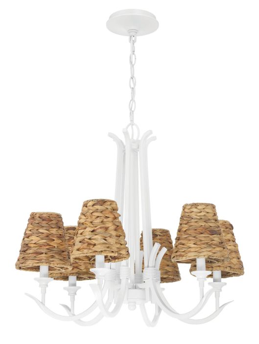 ##Antique Hardware## Kokomo 6 Light Chandelier in Matte White