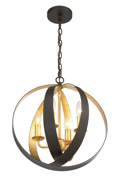 ##Antique Hardware## Luna 4 Light English Bronze + Antique Gold Sphere Mini Chandelier