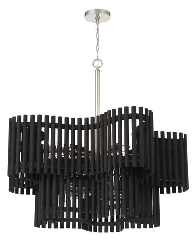 ##Antique Hardware## Freeform 10 Light Chandelier in Polished Nickel/Black Walnut