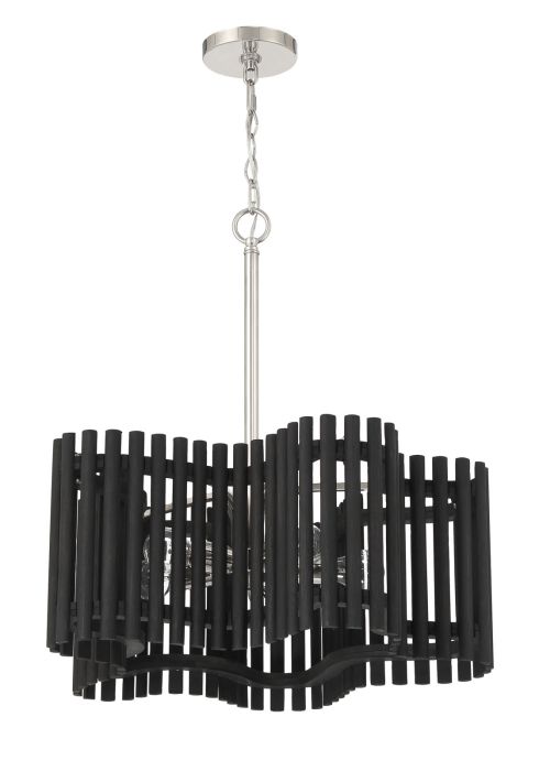 Freeform 5 Light Medium Chandelier in Polished Nickel/Black Walnut ...