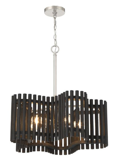 ##Antique Hardware## Freeform 5 Light Medium Chandelier in Polished Nickel/Black Walnut