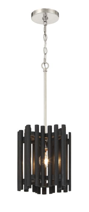 ##Antique Hardware## Freeform 1 Light Pendant in Polished Nickel/Black Walnut