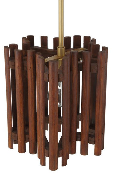 ##Antique Hardware## Freeform 1 Light Pendant in Satin Brass/Walnut