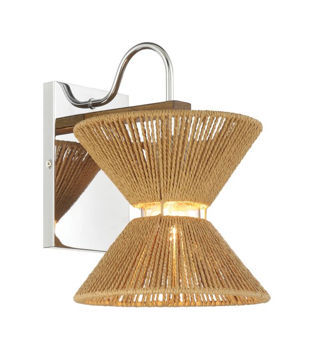 ##Antique Hardware## Serena 1 Light Wall Sconce in Chrome/Walnut