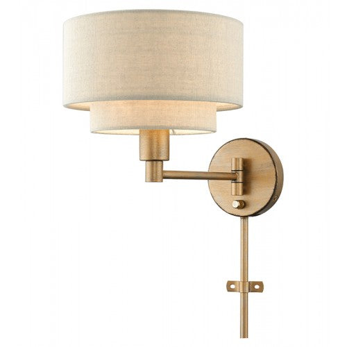 ##Antique Hardware## 1 Light Antique Gold Leaf Swing Arm Wall Lamp