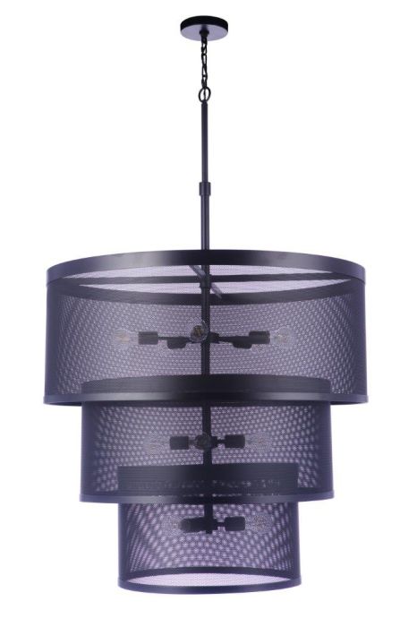 ##Antique Hardware## Mesh 12 Light Pendant in Flat Black