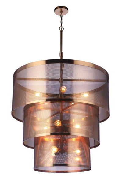 ##Antique Hardware## Mesh 12 Light Pendant in Satin Brass