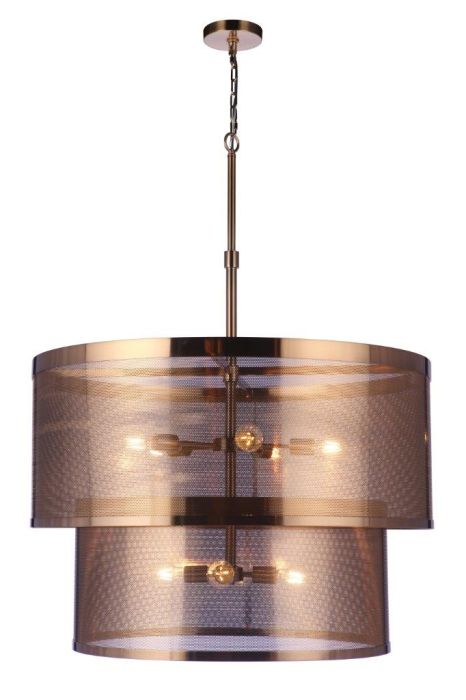 ##Antique Hardware## Mesh 9 Light Pendant in Satin Brass