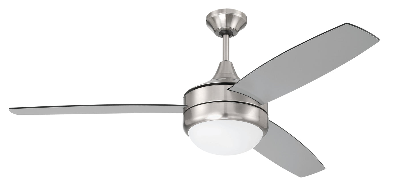 Antique Hardware 52" Phaze II 3-Blade in Brushed Polished Nickel w/ Brushed Nickel/Greywood Textured Blades Ceiling Fan