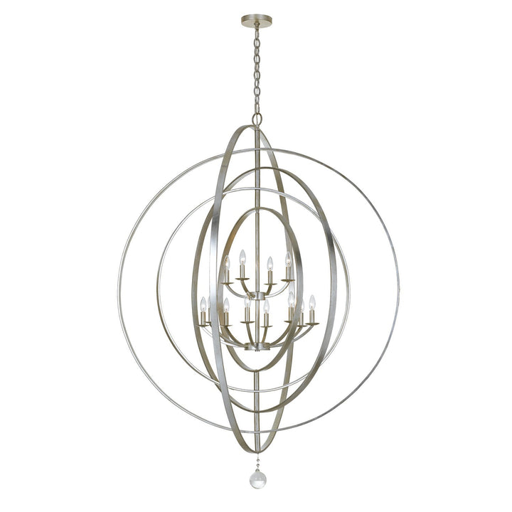##Antique Hardware## Luna 12 Light Antique Silver Sphere Chandelier