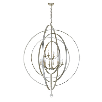 ##Antique Hardware## Luna 12 Light Antique Silver Sphere Chandelier