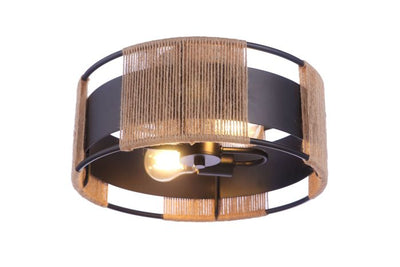 ##Antique Hardware## Kensey 2 Light Semi Flush in Flat Black