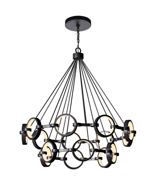 ##Antique Hardware## Context 15 Light LED Chandelier in Flat Black