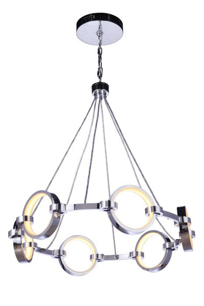 ##Antique Hardware## Context 6 Light LED Chandelier in Chrome