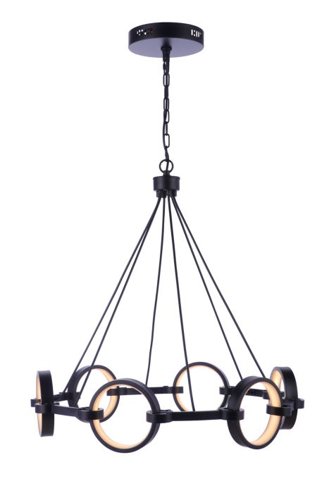 ##Antique Hardware## Context 6 Light LED Chandelier in Flat Black