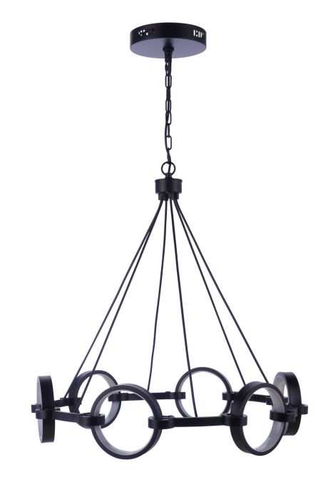 ##Antique Hardware## Context 6 Light LED Chandelier in Flat Black